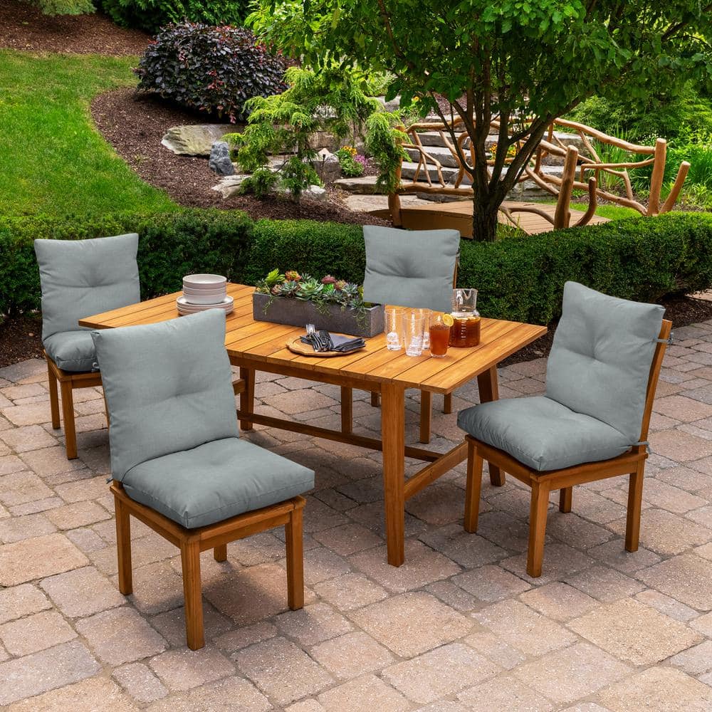 Stone Grey Tufted Polyester Outdoor Dining Chair Cushion