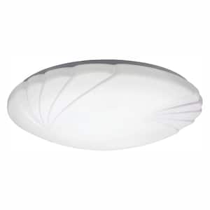Crenelle 14 in. White LED Round Flush Mount with Scalloped Acrylic Diffuser