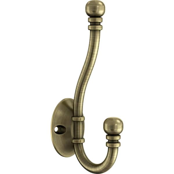 Screw-in Ball End Single Antique Brass Robe Hook