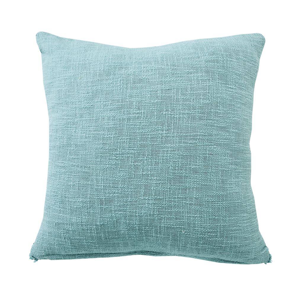 Blue Tufted Cotton Square Throw Pillow Set