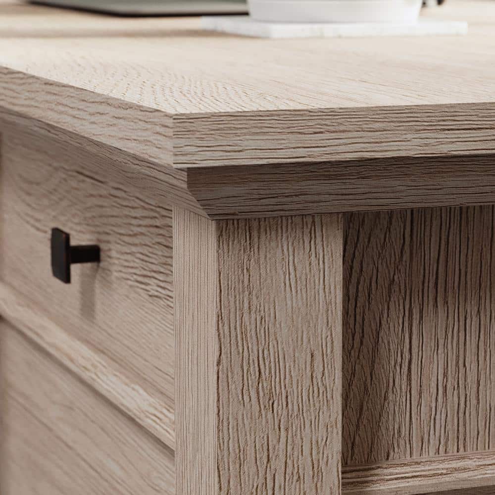 Cascade Oak L-Shaped Executive Computer Desk with Drawers