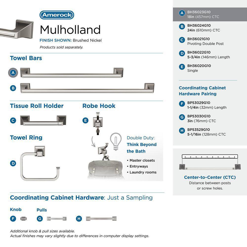 Mulholland 18 Inch Brushed Nickel Wall Mounted Towel Bar