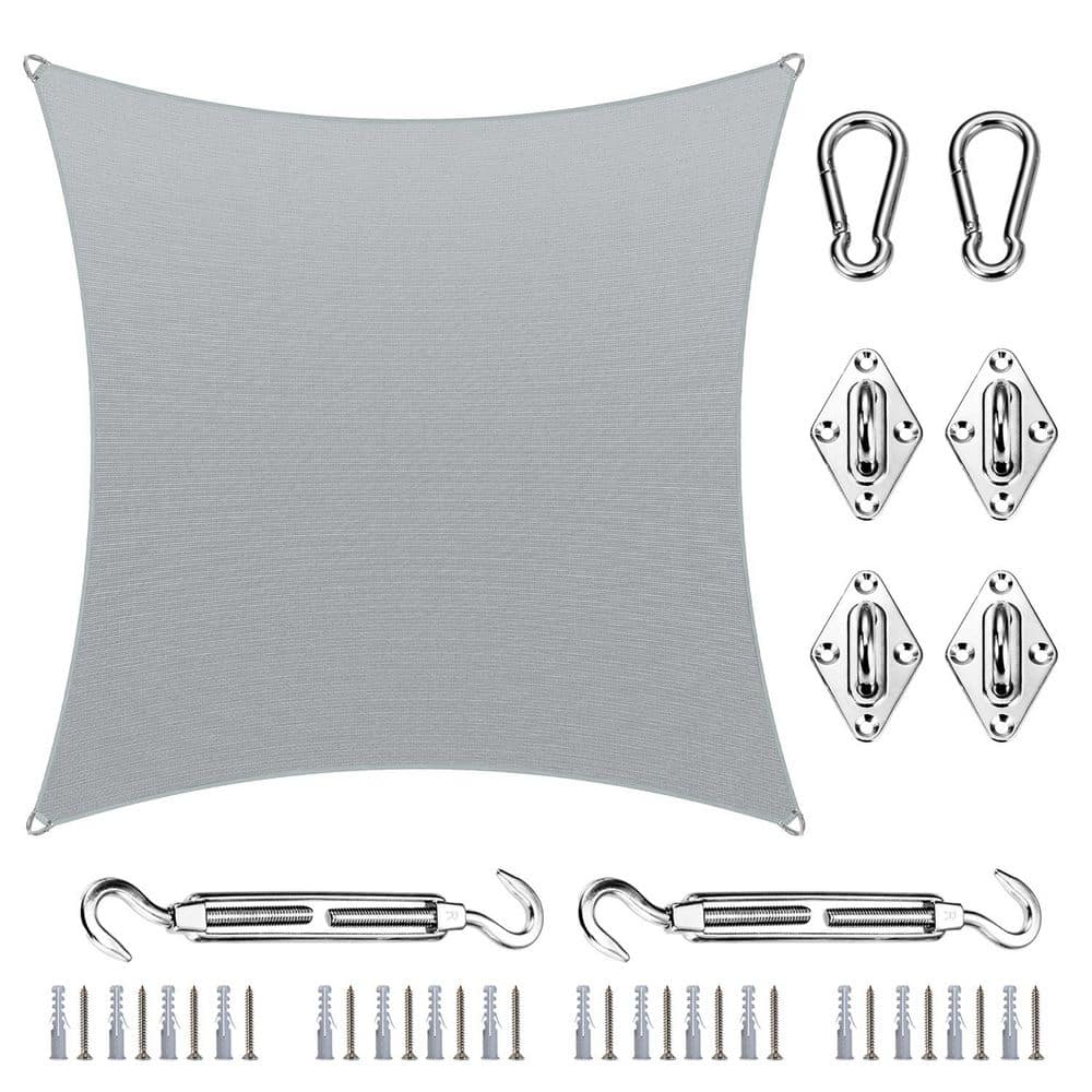 18 ft. x 18 ft. Square Pro Ring Sun Shade Sail with Hardware Kit-Grey price history on PriceWatchPro