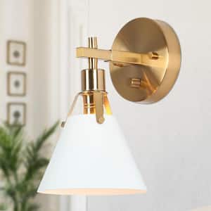 Granville Collection 1-light Gold & White Wall Sconce Modern Bathroom Vanity Light