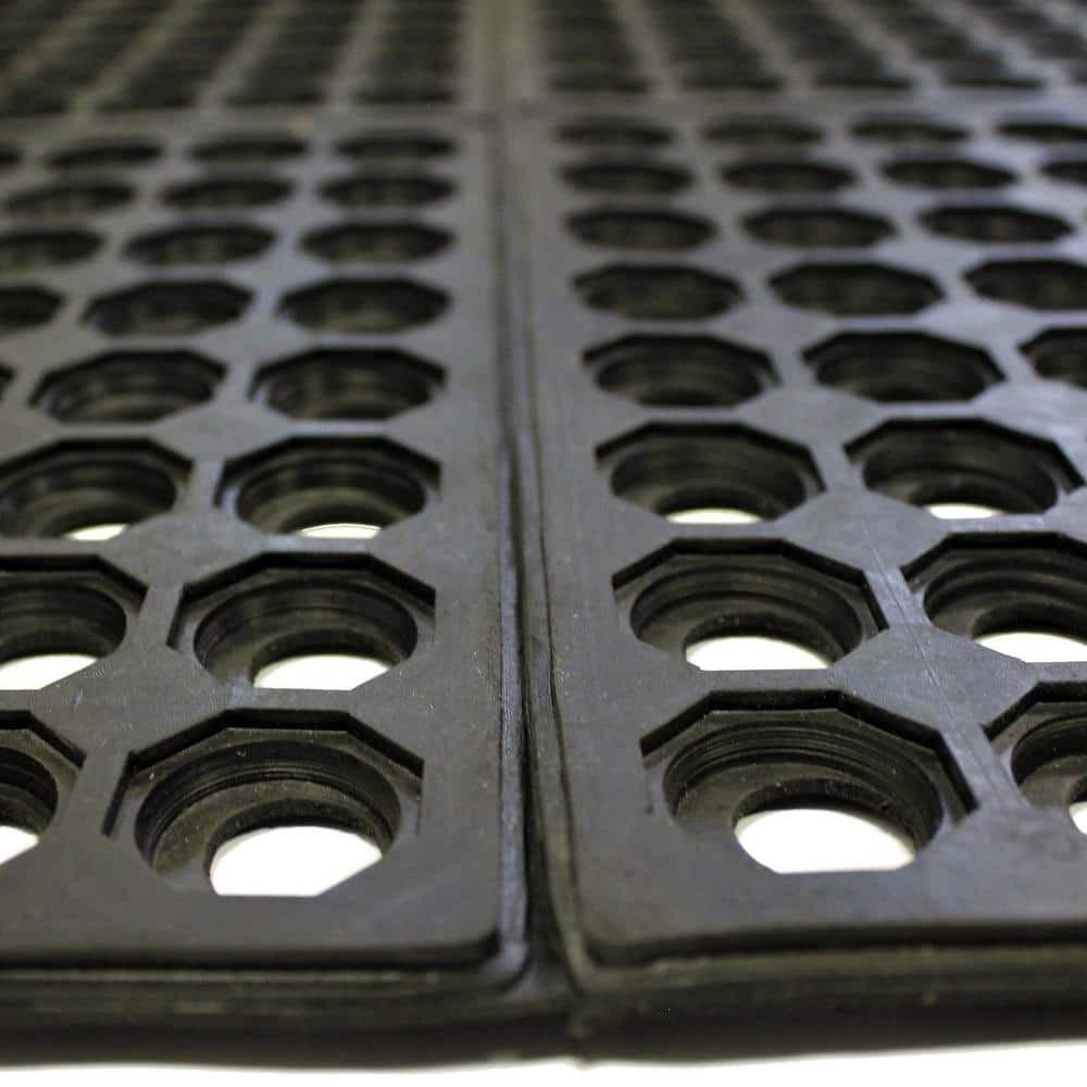 Black 36 x 36 Inch Interlocking Rubber Floor Mat 4-Pack