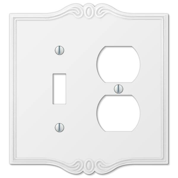 AMERELLE Charleston 2 Gang 1-Toggle and 1-Duplex Composite Wall Plate - White