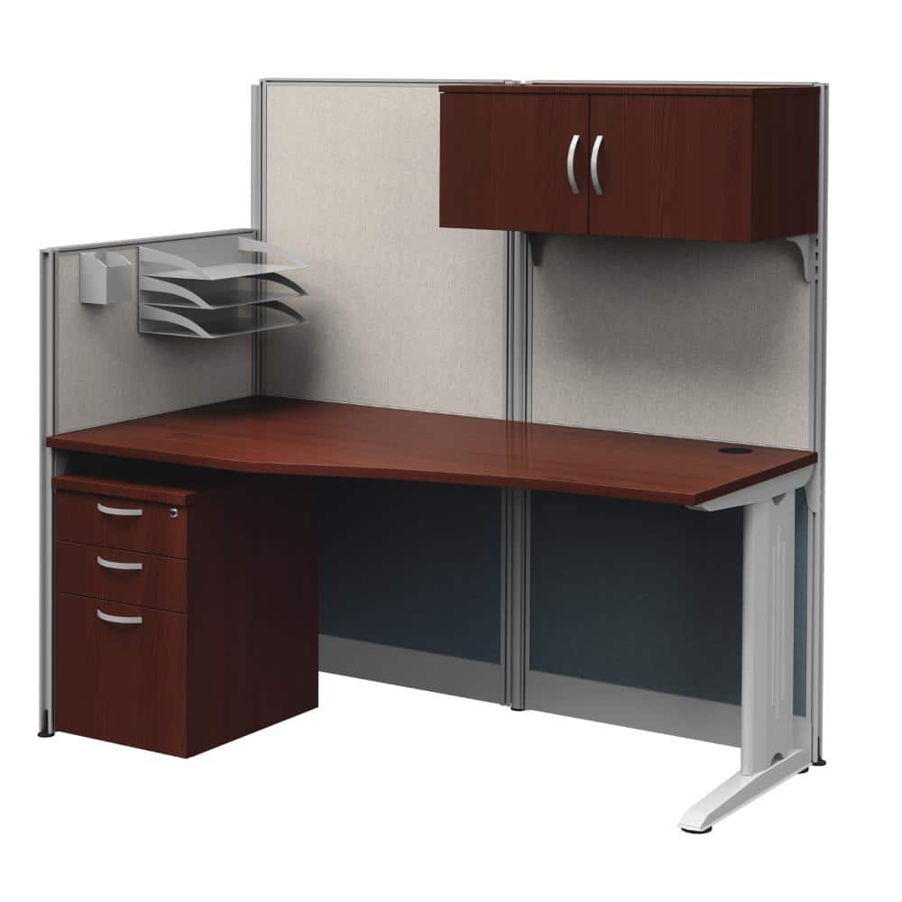 Instant Office 65W x 33D Straight Workstation Panel with Storage and Accessory Kit in Hansen Cherry