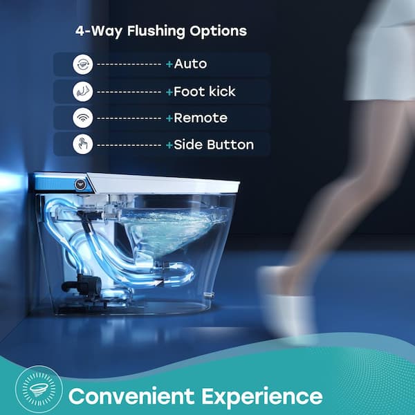 HOROW Elongated Smart Toilet Bidet 1.1 GPF with Built-in Tank, Warm Water, Night Light, Remote - T38D