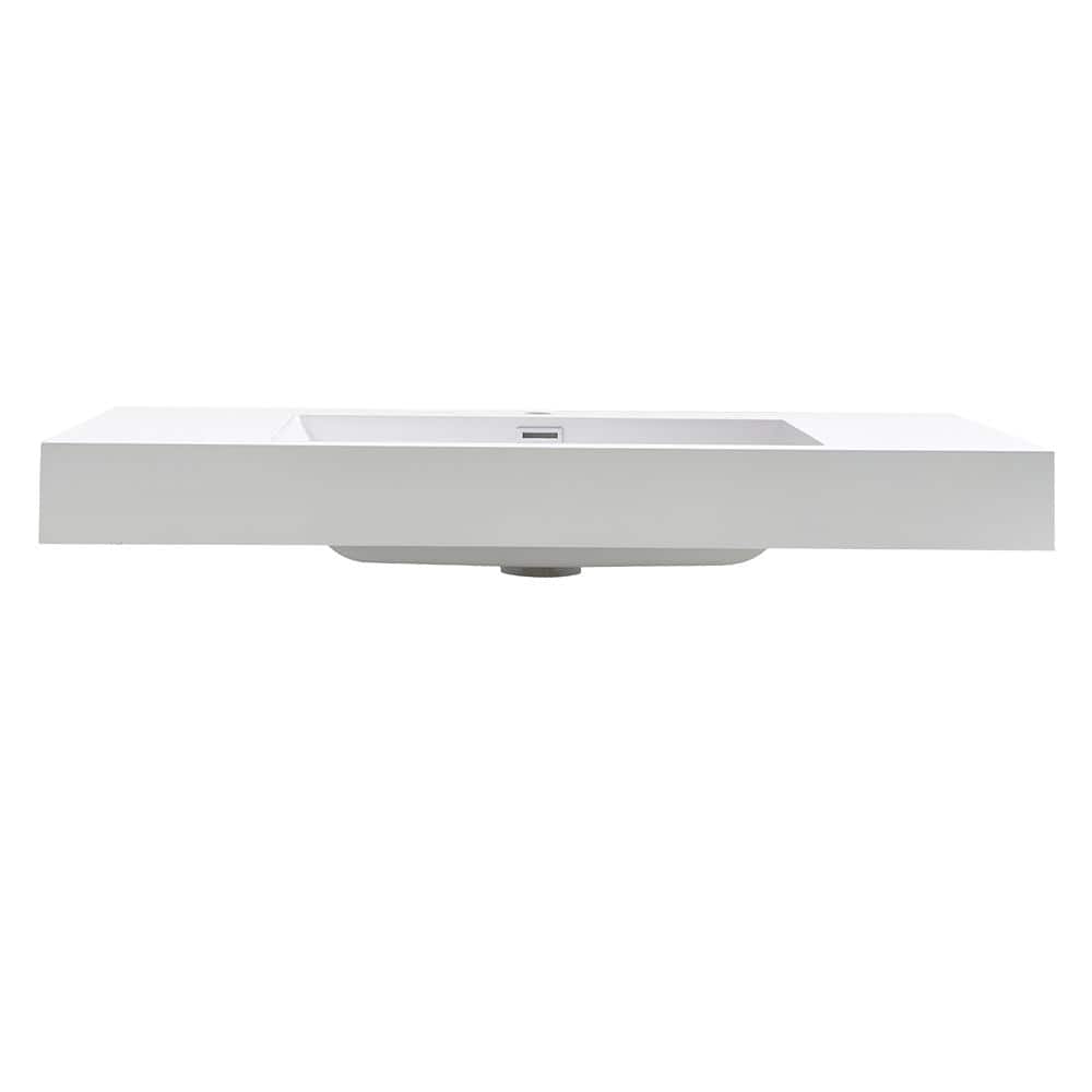 Mezzo 39'' White Acrylic Rectangular Bathroom Sink with Overflow