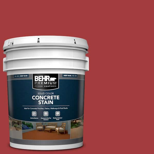 BEHR PREMIUM 5 gal. #PFC-03 Red Baron Solid Color Flat Interior/Exterior Concrete Stain