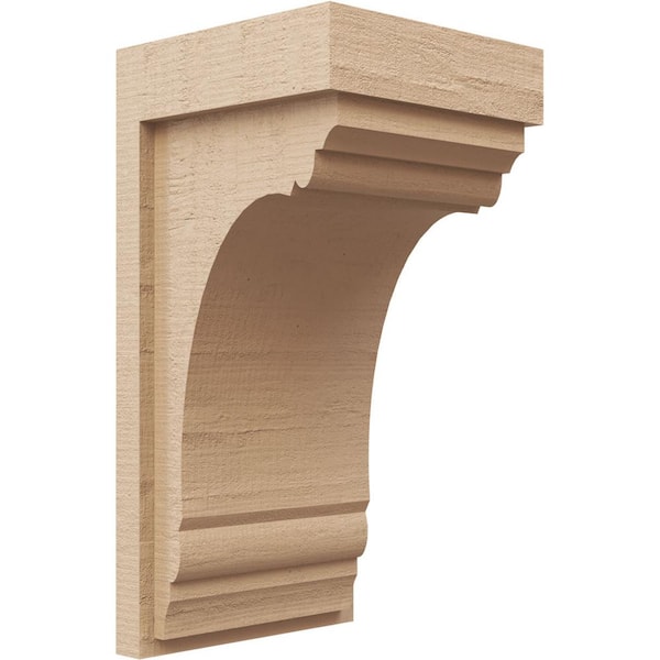 Ekena Millwork 8 in. x 8 in. x 16 in. Series 2 Wide Warren Rough Cedar Woodgrain Timberthane Polyurethane Corbel, Primed Tan