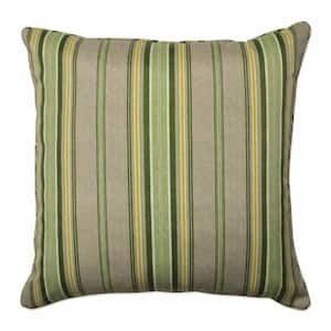 Stripe Green Square Outdoor Square Throw Pillow