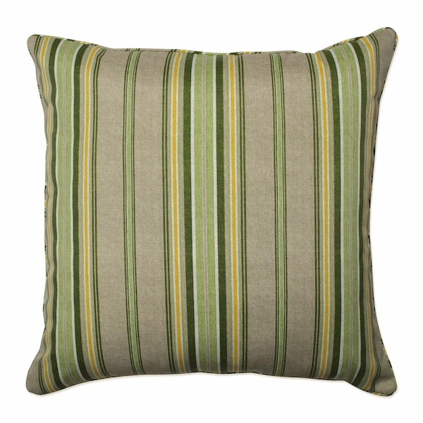 Pillow Perfect Stripe Green Square Outdoor Square Throw Pillow