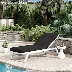 80 in. x 26 in. x 4 in. Outdoor Water-Resistant Replacement Chaise Lounge Seat Cushion Black