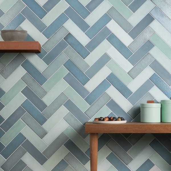 Vibe Ocean Blend 2.36 in. x 7.87 in. Matte and Glossy Cement and Lava Stone Subway Wall Tile (3.88 sq. ft./Case)