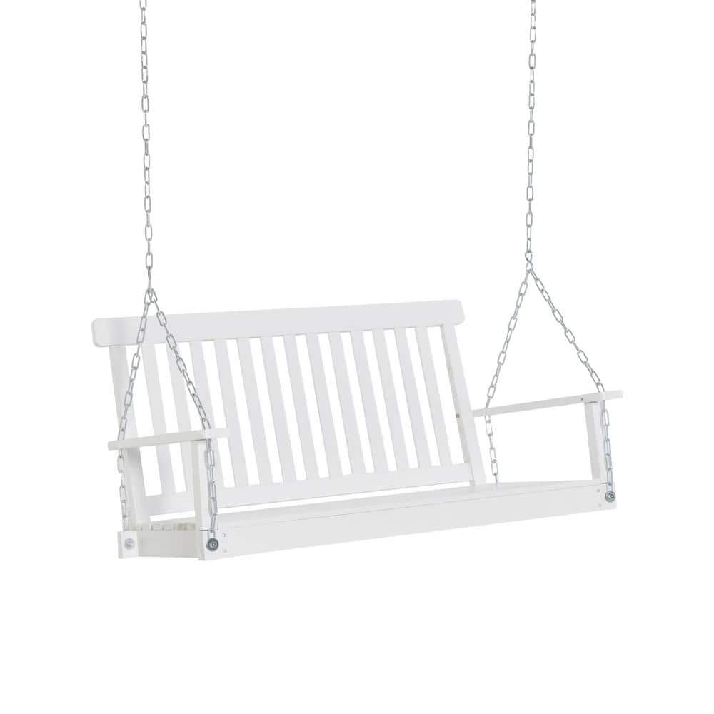 2-Person Fir Wood Porch Swing Outdoor Patio Swing Chair Seat, Slatted Build