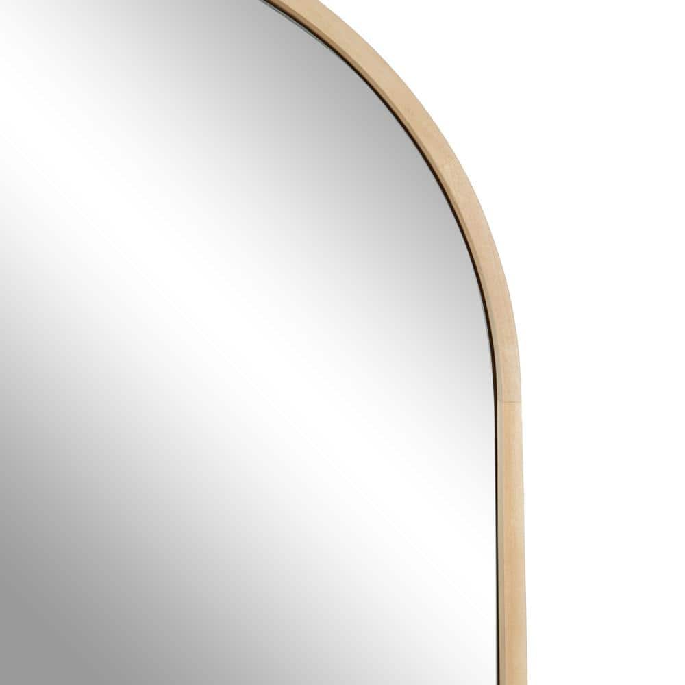 Round Gold Wood Vanity Mirror, 28x34 Inches