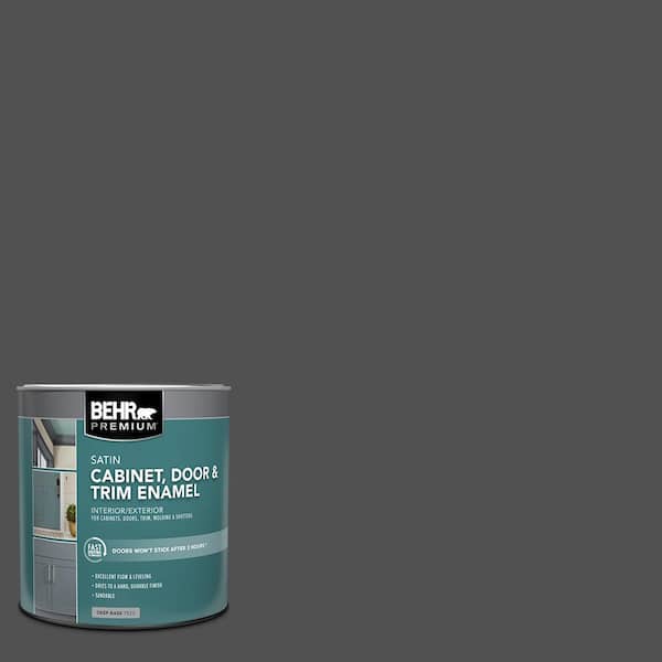 BEHR PREMIUM 1 qt. #N460-7 Space Black Satin Enamel Interior/Exterior Cabinet, Door & Trim Paint