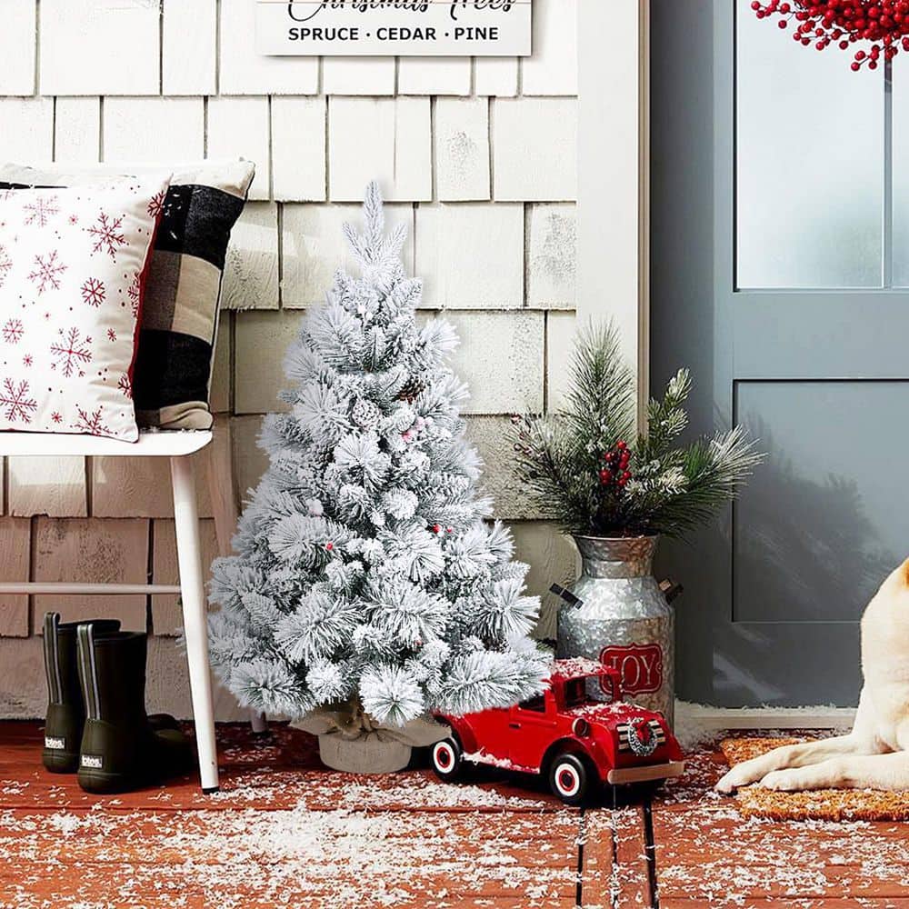 21 in. x 36 in. Outdoor Arbor, Flocked Christmas Tree with PE