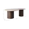 Liv & Skye 48 in. Brown Modern Oval Travertine Stone Top Coffee Table with Mango Wood Base 21493