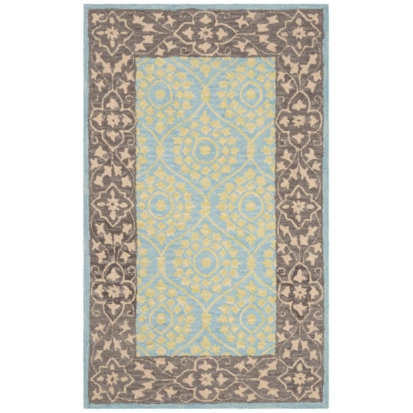 Suzani 4 ft. x 6 ft. Chocolate/Yellow Trellis Ornate Border Area Rug