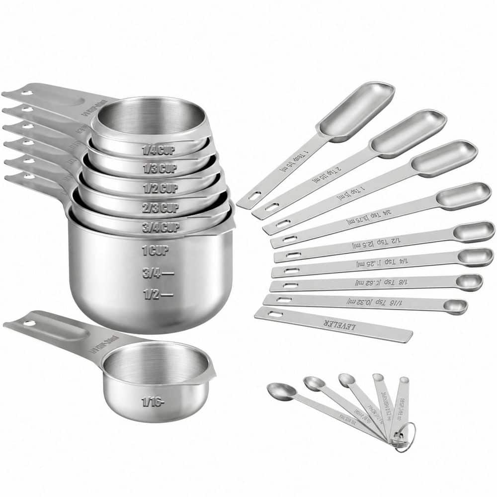 21-Piece Stainless Steel Measuring Cups and Spoons Set with Leveler and Mini Spoons for Dry and Liquid Ingredients price history on PriceWatchPro