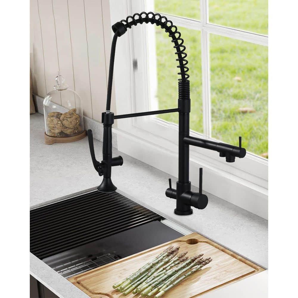 Commercial Style 3-In-1 Pull Down Kitchen Faucet With Drinking Water Kitchen Faucet