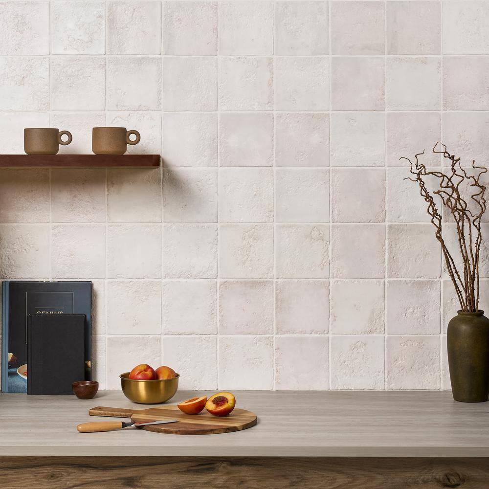 Matte White Textured Ceramic 5x5 Wall Tile