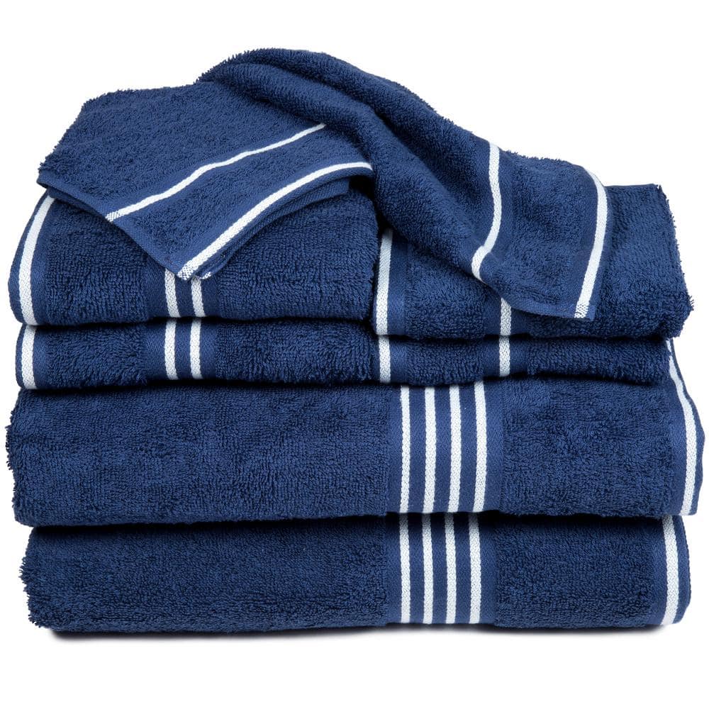 8-Piece Navy 100% Cotton Bath Towel Set 521018GST - The Home Depot