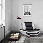   Emerson 43 in. W Armless Faux Leather Straight Rectangle Chair in Black and White