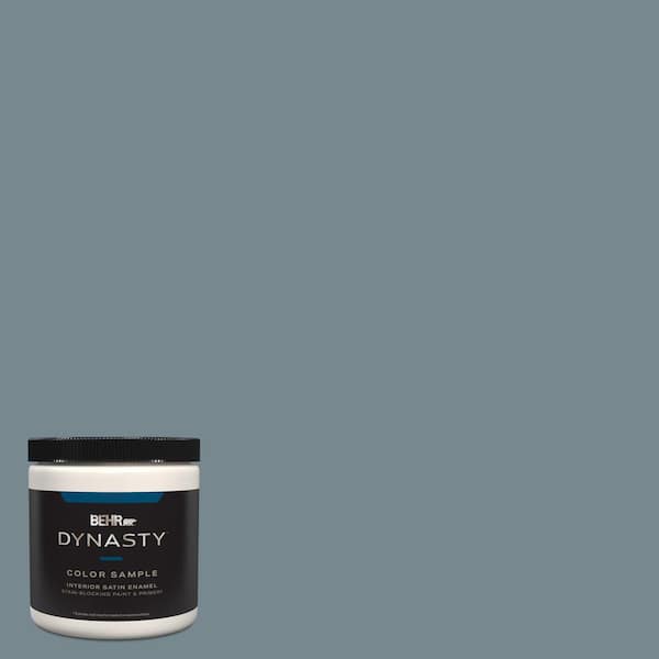 BEHR DYNASTY 8 oz. #N470-5 Norwegian Blue One-Coat Hide Satin Enamel ...