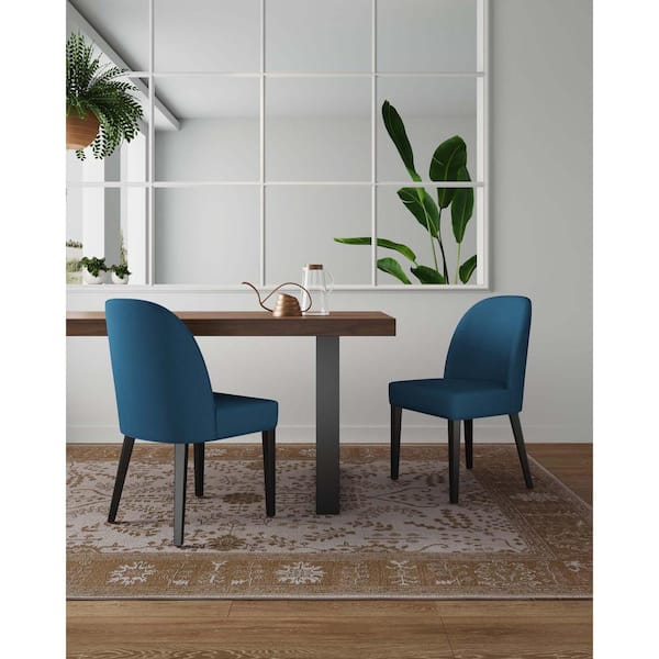 Manhattan Comfort Hillman Modern Blue Velvet Upholstered Dining Chair (Set of 2)