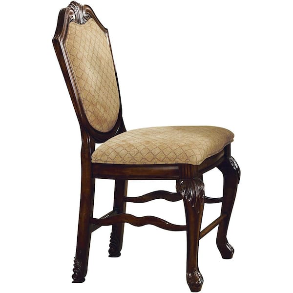 Acme Furniture Chateau De Ville Fabric & Espresso Foam Fabric Counter Height Chair Set of 2