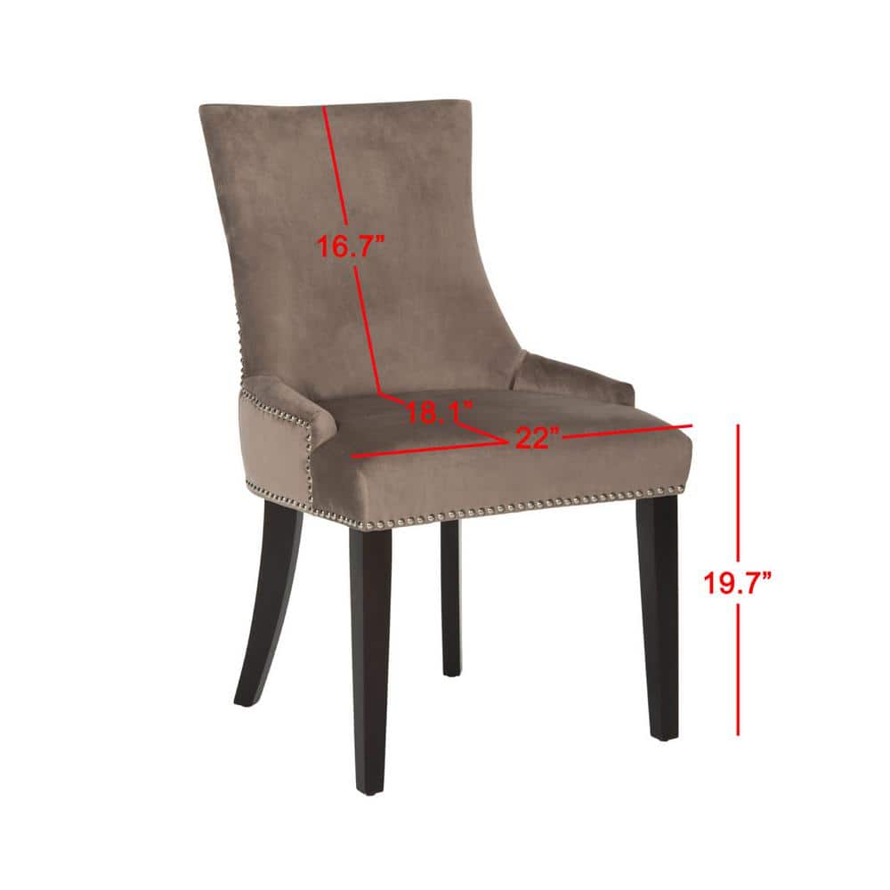 Transitional Gray Velvet Upholstered Side Chair with Birch Legs