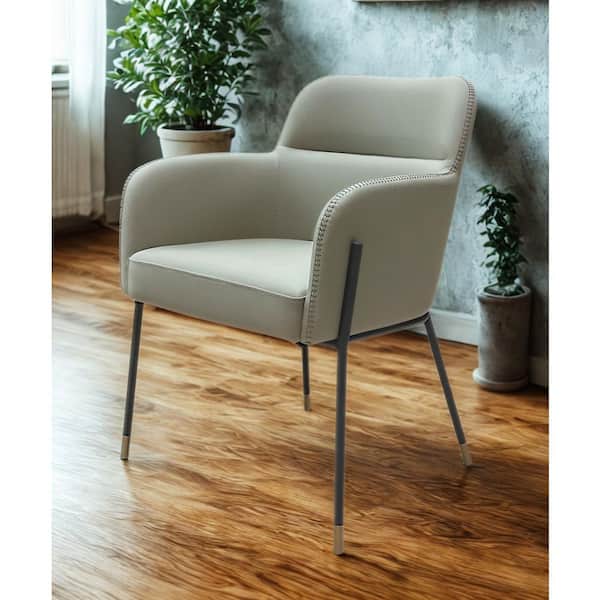 Brady Black and Greige Metal and Vegan Leather Dining Chair