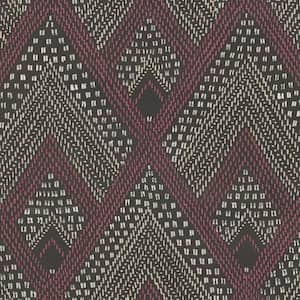 Panama Boho Diamonds Cranberry and Brushed Ebony Paper Strippable Roll (Covers 56.05 sq. ft.)