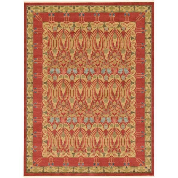 Unique Loom Edinburgh Carnation Red 9' 0 x 12' 0 Area Rug 3123291 The