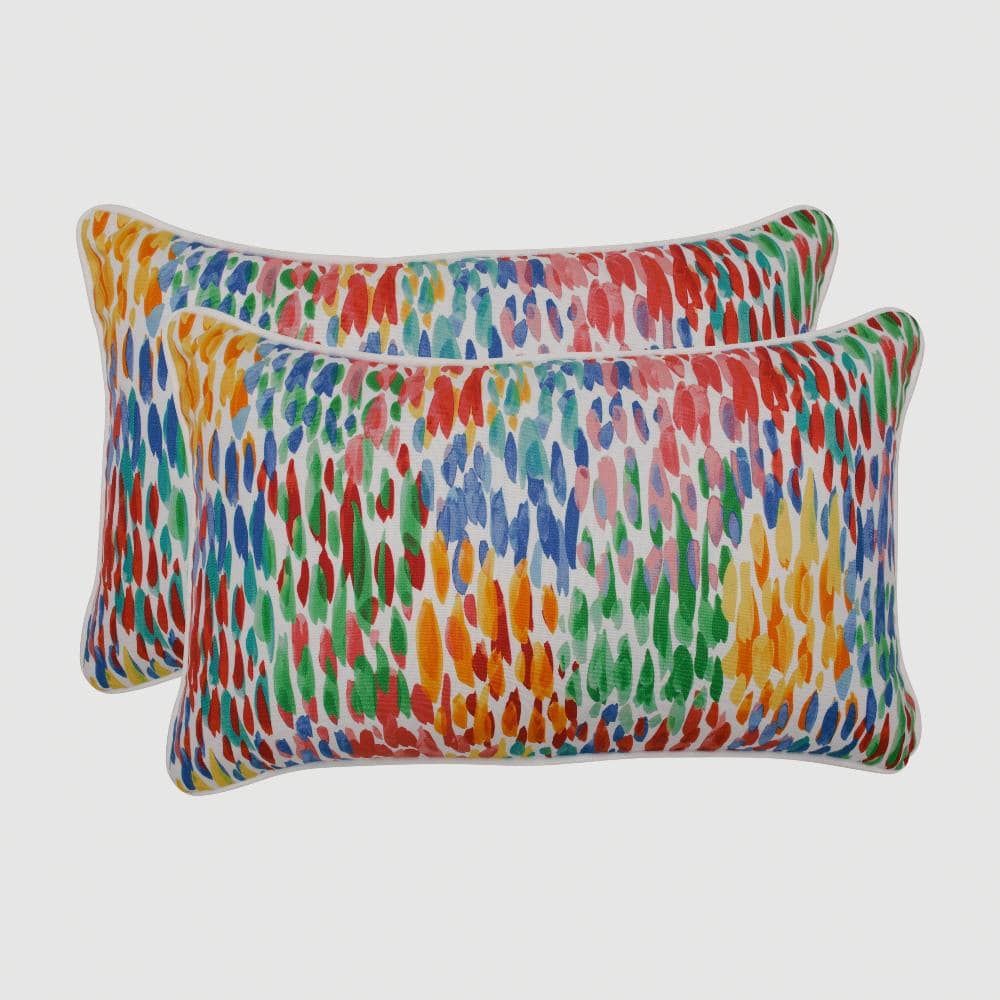 Colorful Raindrop Pattern Rectangular Lumbar Pillows Set