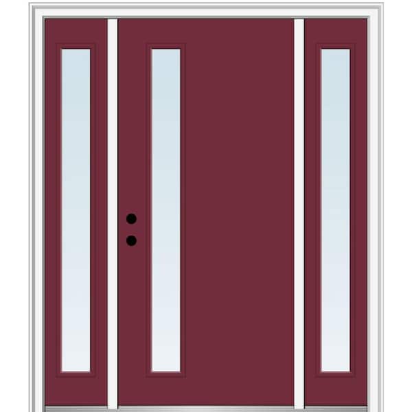 MMI Door 68.5 in. x 81.75 in. Viola Right-Hand Inswing 1-Lite Clear Low-E Painted Fiberglass Prehung Front Door with Sidelites