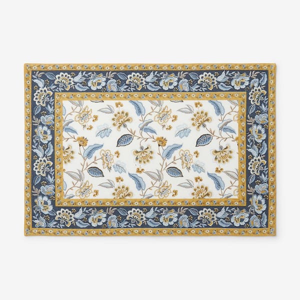 Company Cotton Flora 20 in. x 14 in. Blue Cotton Placemat (Set of 4)