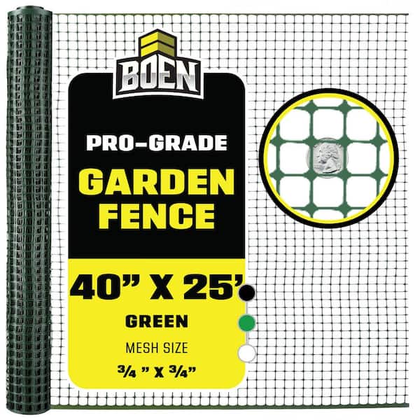 40 in. x 25 ft. Green Plastic Garden Fence