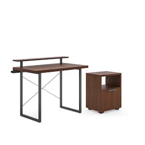 Merge 42 in. Brown Walnut Writing Desk with Stand and File