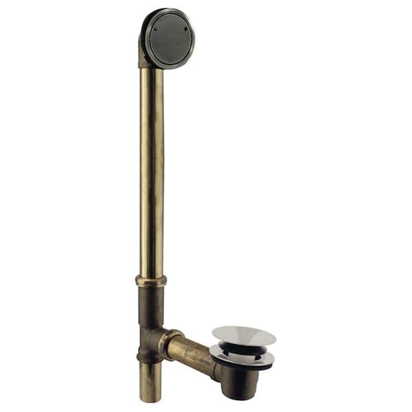 Westbrass 22 in. Deep Soak Tip-Toe Drain Bath Waste and Overflow, Satin Nickel