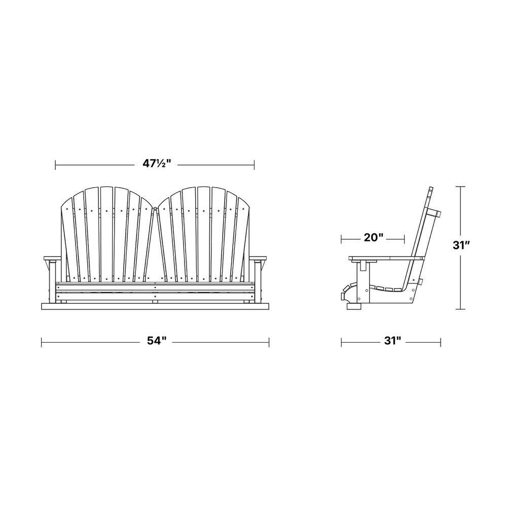 Aruba Blue HDPE 2-Person Outdoor Porch Swing