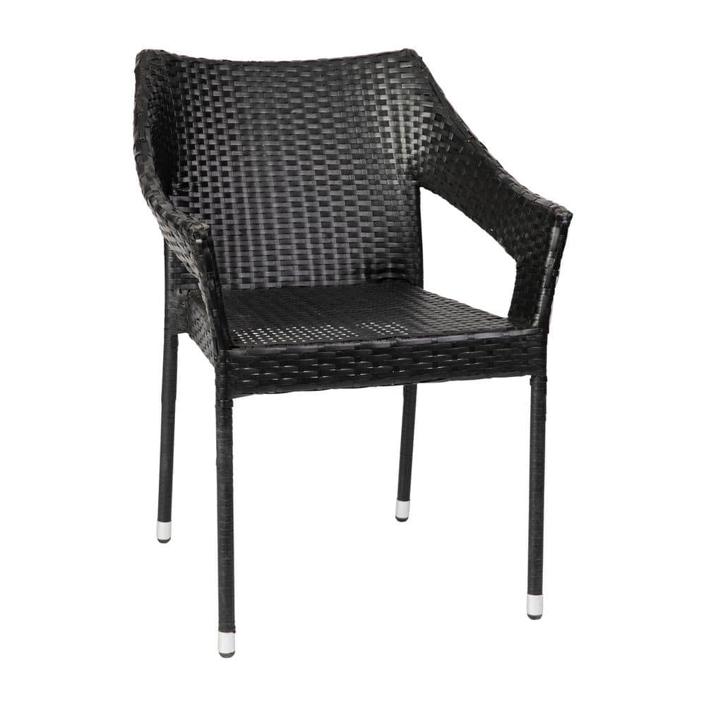 Carnegy Avenue Black Wicker/Rattan Outdoor Dining Chair (Set of 2)  CGA-TT-515297-BL-HD The Home Depot