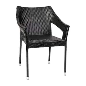 Black Wicker/Rattan Outdoor Dining Chair (Set of 2)