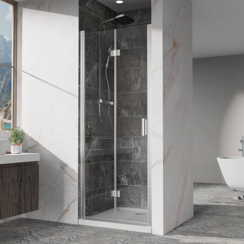 30 in. W x 72 in. H Frameless Bifold Pivot Shower Door in Chrome with 1/4 in. Clear Glass price history on PriceWatchPro