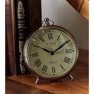 Silver Stainless Steel Analog Clock with Ring Top