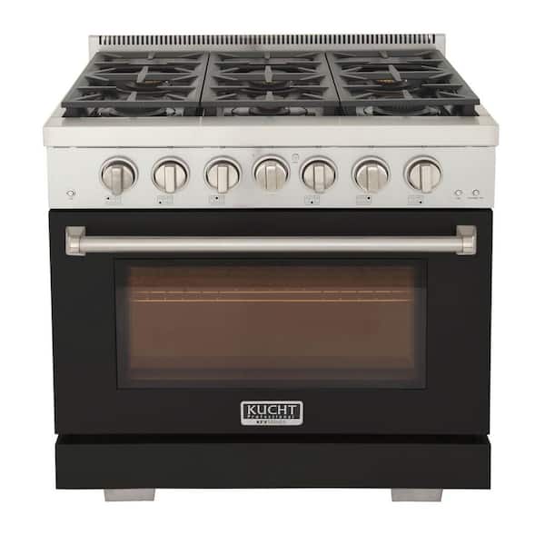 Kucht 36 in. 5.2 cu. ft. 6-Burners Freestanding Propane Gas Range in Black with Convection Oven and True Simmer Burners