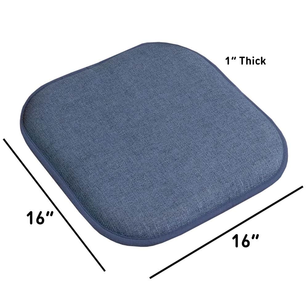 Denim Blue Memory Foam Non-Slip Chair Cushion Set